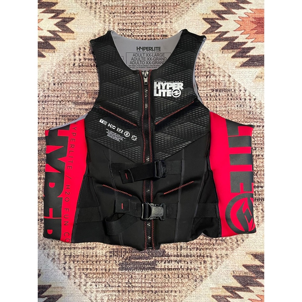 Hyperlite H2O Fun Co Life Vest Mens XXL Black Red Biolite USCG Type III PFD